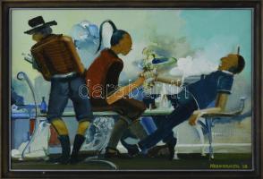 Neuberger István (1953-): Piások, 2018. Olaj, farost. Jelzett. Fakeretben. 33x49 cm