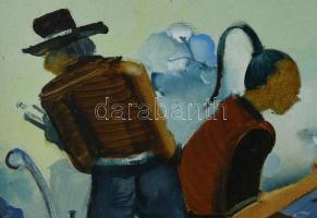 Neuberger István (1953-): Piások, 2018. Olaj, farost. Jelzett. Fakeretben. 33x49 cm