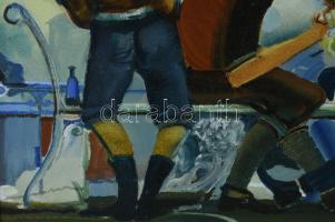 Neuberger István (1953-): Piások, 2018. Olaj, farost. Jelzett. Fakeretben. 33x49 cm