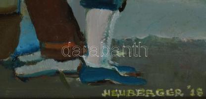 Neuberger István (1953-): Három pasas, 2018. Olaj, farost. Jelzett. Fakeretben. 30x40 cm