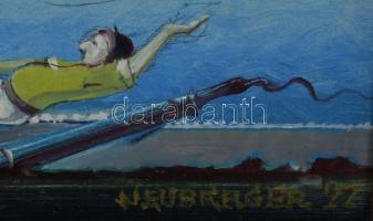 Neuberger István (1953-): Szélvész Mártélyon, 2022. Olaj, farost. Jelzett. Fakeretben. 30x40 cm