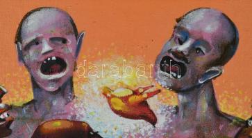 Neuberger István (1953-): Sültgalamb, 1992. Olaj, vászon. Jelzett. Fakeretben. 40x40 cm