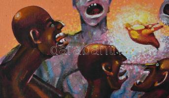 Neuberger István (1953-): Sültgalamb, 1992. Olaj, vászon. Jelzett. Fakeretben. 40x40 cm