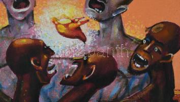 Neuberger István (1953-): Sültgalamb, 1992. Olaj, vászon. Jelzett. Fakeretben. 40x40 cm