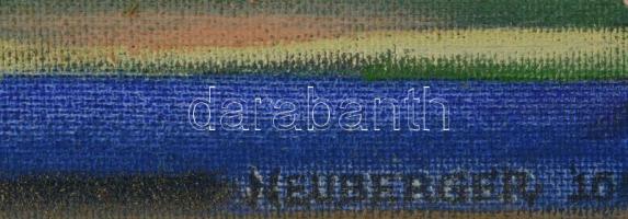 Neuberger István (1953-): Csibész horgászok. Olaj, farost. Jelzett. Fakeretben. 30x44 cm