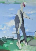 Neuberger István (1953-): Mártélyi vízparton, 1993. Olaj, farost. Jelzett. Fakeretben. 61x100 cm. KI...