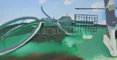 Neuberger István (1953-): Mártélyi vízparton, 1993. Olaj, farost. Jelzett. Fakeretben. 61x100 cm. KI...