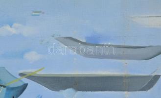 Neuberger István (1953-): Mártélyi vízparton, 1993. Olaj, farost. Jelzett. Fakeretben. 61x100 cm. KI...