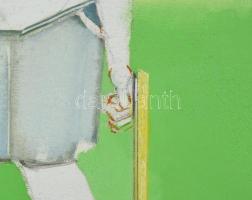 Neuberger István (1953-): Kezdő piktorok. Olaj, farost. Jelzett. Fakeretben. 54x63 cm