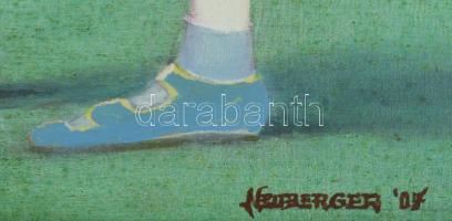 Neuberger István (1953-): Kezdő piktorok. Olaj, farost. Jelzett. Fakeretben. 54x63 cm