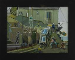 Neuberger István (1953-): Életkép I. Olaj, vászon. Jelzett. Fakeretben. 30x40 cm