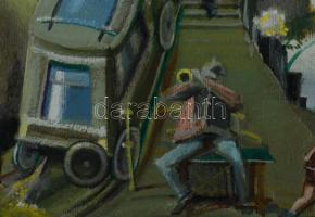 Neuberger István (1953-): Életkép I. Olaj, vászon. Jelzett. Fakeretben. 30x40 cm