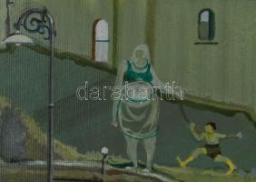 Neuberger István (1953-): Életkép I. Olaj, vászon. Jelzett. Fakeretben. 30x40 cm