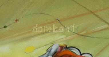 Neuberger István (1953-): Horgász trükk. Olaj, farost. Jelzett. Fakeretben. 58x78 cm