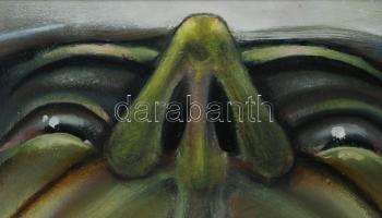 Neuberger István (1953-): Seggfej, 2021. Olaj, farost. Jelzett. Fakeretben. 40x40 cm