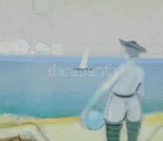 Neuberger István (1953-): Vízparti jelenet (Balaton). Olaj, farost. Jelzett. Fakeretben. 52x59 cm
