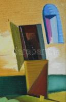 Neuberger István (1953-): Istálló ajtó, 1996. Olaj, vászon. Jelzett. Fakeretben. 64x76 cm