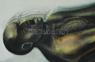 Neuberger István (1953-): Kalapács hajigáló, 2011. Olaj, farost. Jelzett. Fakeretben. 50x70 cm