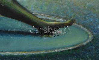 Neuberger István (1953-): Kalapács hajigáló, 2011. Olaj, farost. Jelzett. Fakeretben. 50x70 cm