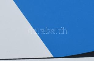 Georg Karl Pfahler (1926-2002): Kék-fekete kompozíció (cím nélkül). Szitanyomat, papír, jelzett, szá...