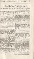Schoperhauer, Arthur: Aphorismen zur Lebensweisheit.
[Lipcse] Leipzig, 1917. Insel-Verlag (Druck vo...