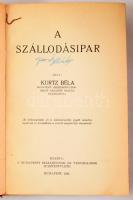 Kurtz Béla: A szállodásipar. Budapest, 1942. A Budapesti Szállodások és Vendéglősök Ipartestülete (Merkantil-nyomda). [2] + 273 + [1] p. + 9 melléklet (3 kihajtható: két kétoldalas költségszámítási táblázat, egy hasonmás; 6 kétoldalas). Egyetlen kiadás. Teljességre törekvő kézikönyv a szállodairányítás kérdéseiről, mely a szálloda építészeti, belsőépítészeti, hangszigetelési, bútorozási, műszaki, karbantartási, takarítási és higiénés kihívásaitól a személyzet feladatainak tárgyalásán át a marketing és könyvelés problémáiig szerteágazó témákban ad tanácsot a reménybeli szállodavezetők számára; a kötet kitér a nyugati és a hazai gyakorlat különbségeire, illetve - háborús év lévén - légoltalmi kérdésekre is. A szerző a Gellért Szálló igazgatója. Kiadói kopottas félvászon kötésben, a fűzésnél elváltak a lapok, de mind jó állapotban, könnyen javítható