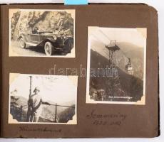 1929 Autós kirándulás Ausztriába. Burgenland, Alpok, Wörthi tó, kb 100 db feliratozott fotó, albumban. Sok képen az autóval és a kirándulókkal.   1929 Car trip to Austria. Burgenland, Alps, Lake Wörth, about 100 labeled photos, in an album. Many photos with the car and the hikers