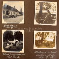 1929 Autós kirándulás Ausztriába. Burgenland, Alpok, Wörthi tó, kb 100 db feliratozott fotó, albumba...