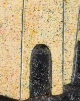 Ismeretlen alkotó. Városrészlet. Tűzzománc, jelzés nélkül, fa keretben, 13x11 cm, 22x21 cm