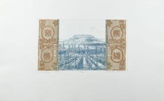 Zala Tibor (1920-2004): Badacsony, 1981. Színes rézkarc, papír, Jelzett, művészpéldány. EA VIII/XIV....