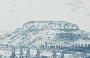 Zala Tibor (1920-2004): Badacsony, 1981. Színes rézkarc, papír, Jelzett, művészpéldány. EA VIII/XIV....