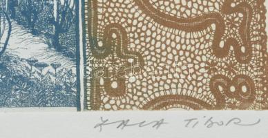 Zala Tibor (1920-2004): Badacsony, 1981. Színes rézkarc, papír, Jelzett, művészpéldány. EA VIII/XIV....