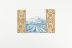 Zala Tibor (1920-2004): Badacsony, 1981. Színes rézkarc, papír, Jelzett, művészpéldány. EA IX/XIV. s...