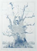 Zala Tibor (1920-2004): Balatonakarattyai legenda, 1982. Rézkarc, papír. Jelzett. Művészpéldány E.A. I/VII. számozással. 40x30 cm