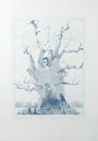 Zala Tibor (1920-2004): Balatonakarattyai legenda, 1982. Rézkarc, papír. Jelzett. Művészpéldány E.A....