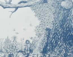 Zala Tibor (1920-2004): Balatonakarattyai legenda, 1982. Rézkarc, papír. Jelzett. Művészpéldány E.A....