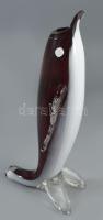 Murano kézzel készült halfigura váza. Részben színezett hutaüveg, jelzés nélkül, hibátlan, m: 38 cm