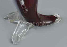 Murano kézzel készült halfigura váza. Részben színezett hutaüveg, jelzés nélkül, hibátlan, m: 38 cm