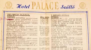 1954-1962 3 db régi étlap Hotel Palace, Apostolok söröző, + 2 számolócédula