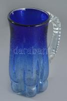 Murano anyagában buborékos üvegkancsó, anyagában színezett hutaüveg, jelzés nélkül, hibátlan, m: 20,5 cm