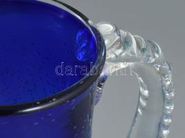 Murano anyagában buborékos üvegkancsó, anyagában színezett hutaüveg, jelzés nélkül, hibátlan, m: 20,...