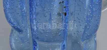 Murano anyagában buborékos üvegkancsó, anyagában színezett hutaüveg, jelzés nélkül, hibátlan, m: 20,...