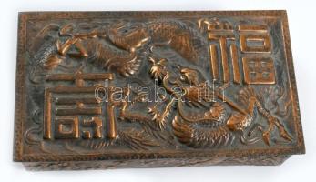 Kínai fém díszdoboz, 8x15 cm