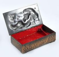 Kínai fém díszdoboz, 8x15 cm