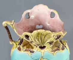Josef Strnact szecessziós váza, fülhiánnyal, jelzett, restaurált, m: 38 cm