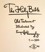 Haranghy Jenő (1894-1951): Biblia illusztrációk. Basel., 2008. Dachs. Bőrbe kötött díszkiadás 100 ószövetségi-bibliai jelenetet ábrázoló tusrajzát tartalmazza, eredeti méretben. ofszet, 38,5 x 30cm Sarkain fém kapcsokkal.