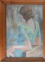 Hajdú Béla (működött 1930-40 körül): Női alak, 1940. Pasztell, papír, jelezve jobbra lent. Üvegezett, kissé kopott fakeretben, 69,5×49 cm