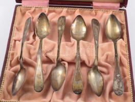 Ezüstözött teás kanál szett, 6 darab, díszdobozban,