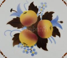 Fajansz és fém reggeliző tálca. Matricás, jelzett, hibátlan d: 26 cm