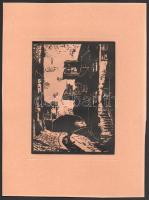 Jelzés nélkül: Ikvaparti házak, Sopron. Fametszet, papír. Paszpartuban. 18×13,5 cm